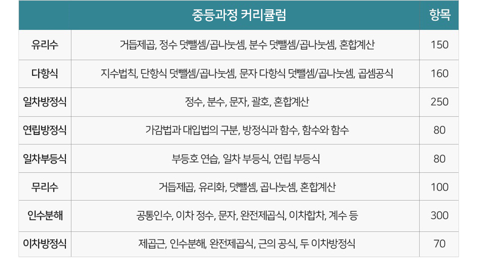 수피온-중등과정 커리큘럼